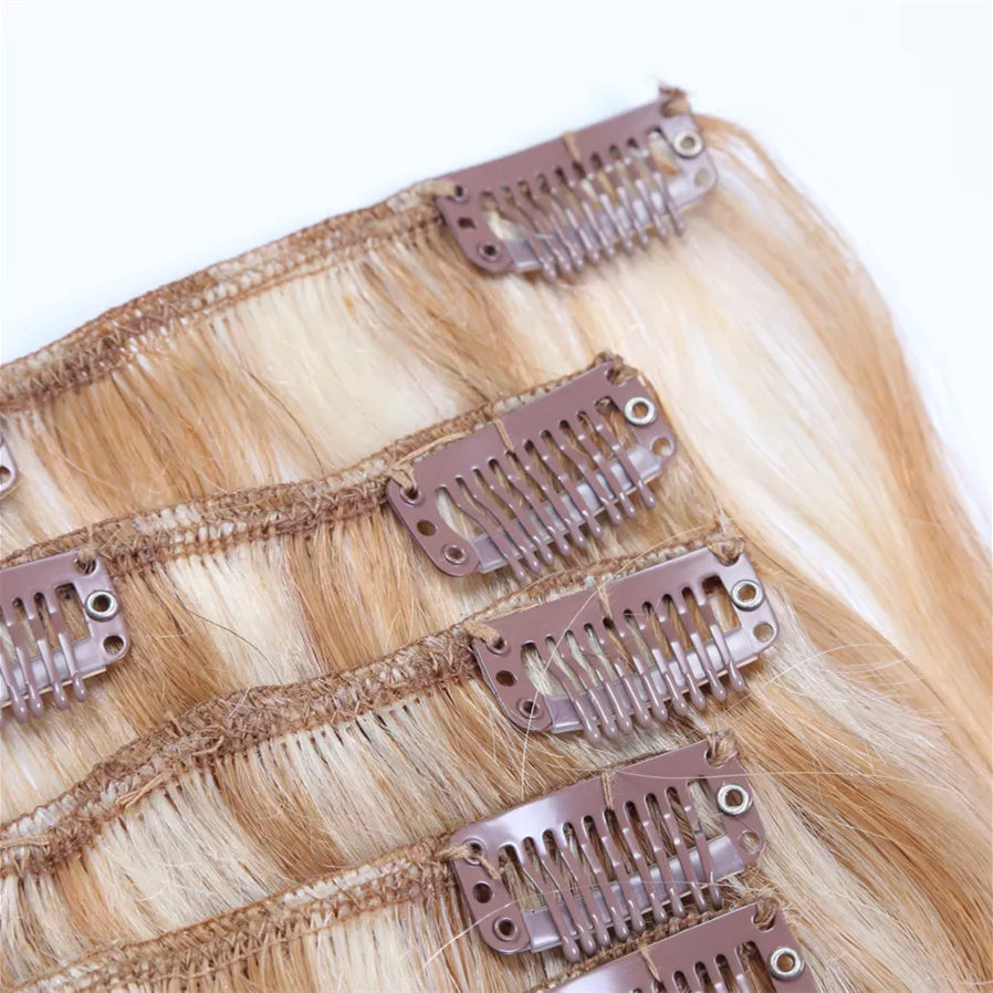 New product wholesale factory direct raw remy virgin blonde lace clip in hair extensions 100% human hair